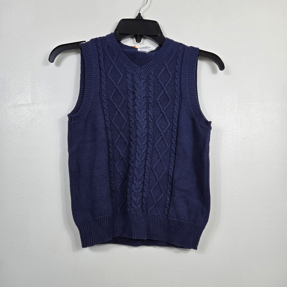 Gymboree Boys Navy Classic Cable Knit Sleeveless Preppy Sweater Vest Small NEW